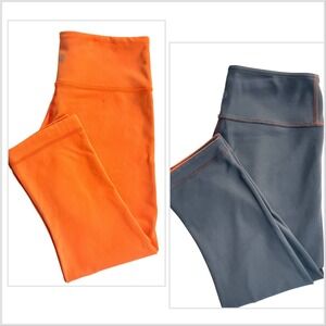 RARE Authentic Lululemon Wunder Under Reversible Gray/Orange Crop Yoga Pant SZ 4